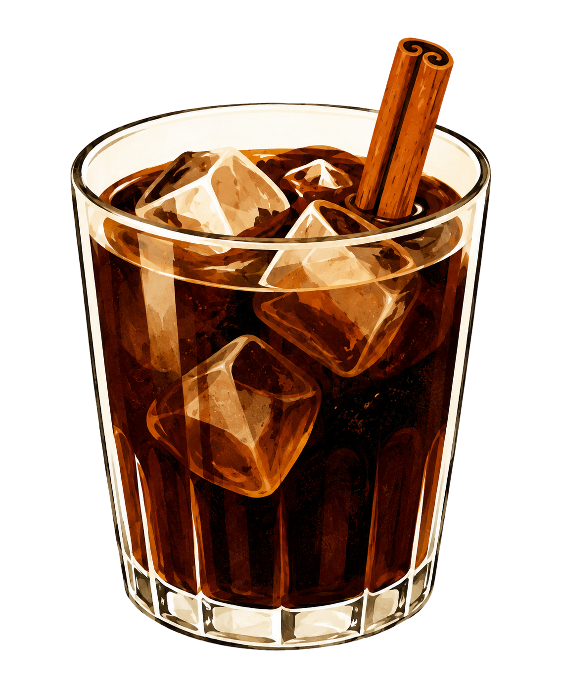 Iced café de olla with a cinnamon stick