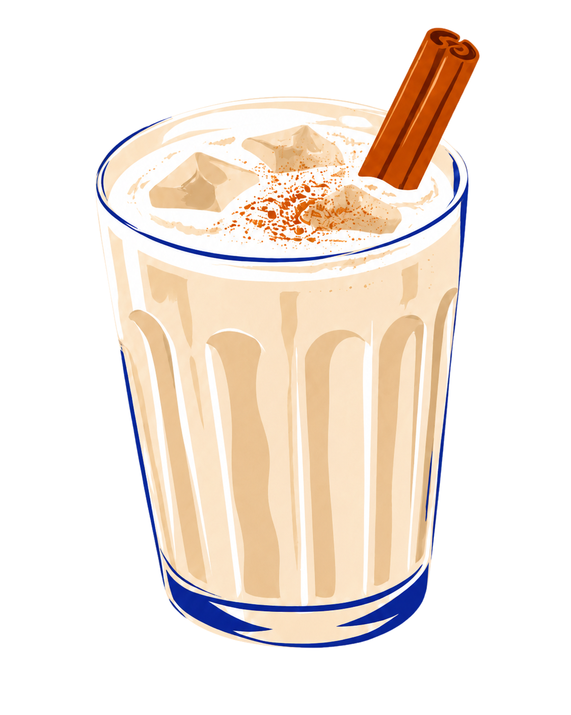 Glass of horchata dusted with cinnamon
