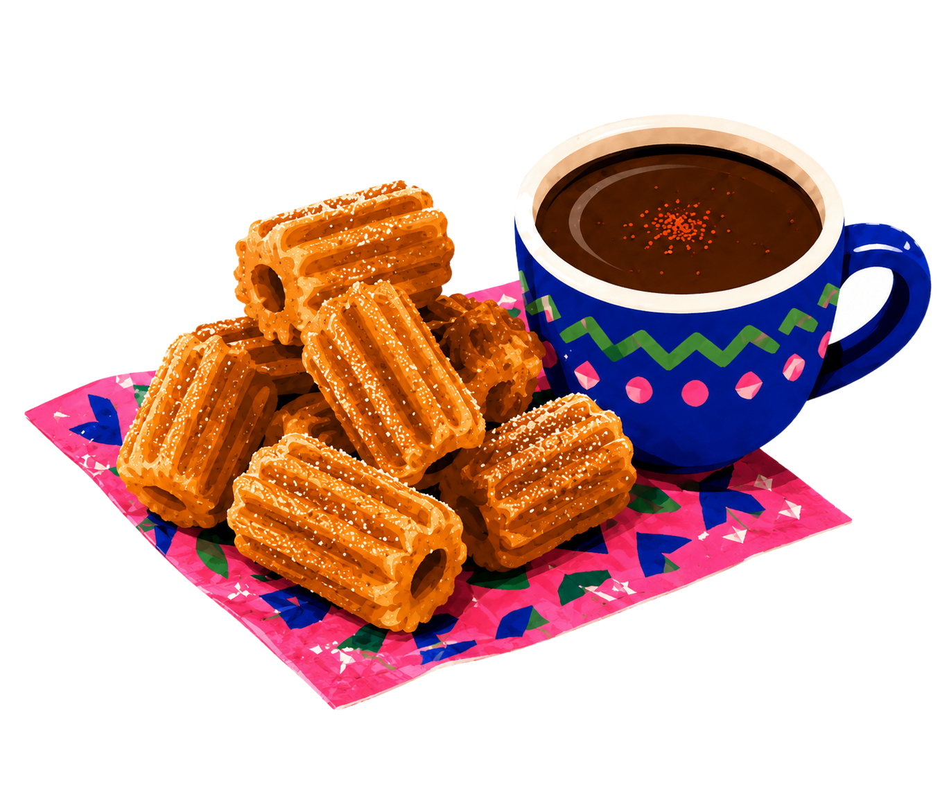 Churros with a mug of hot chocolate